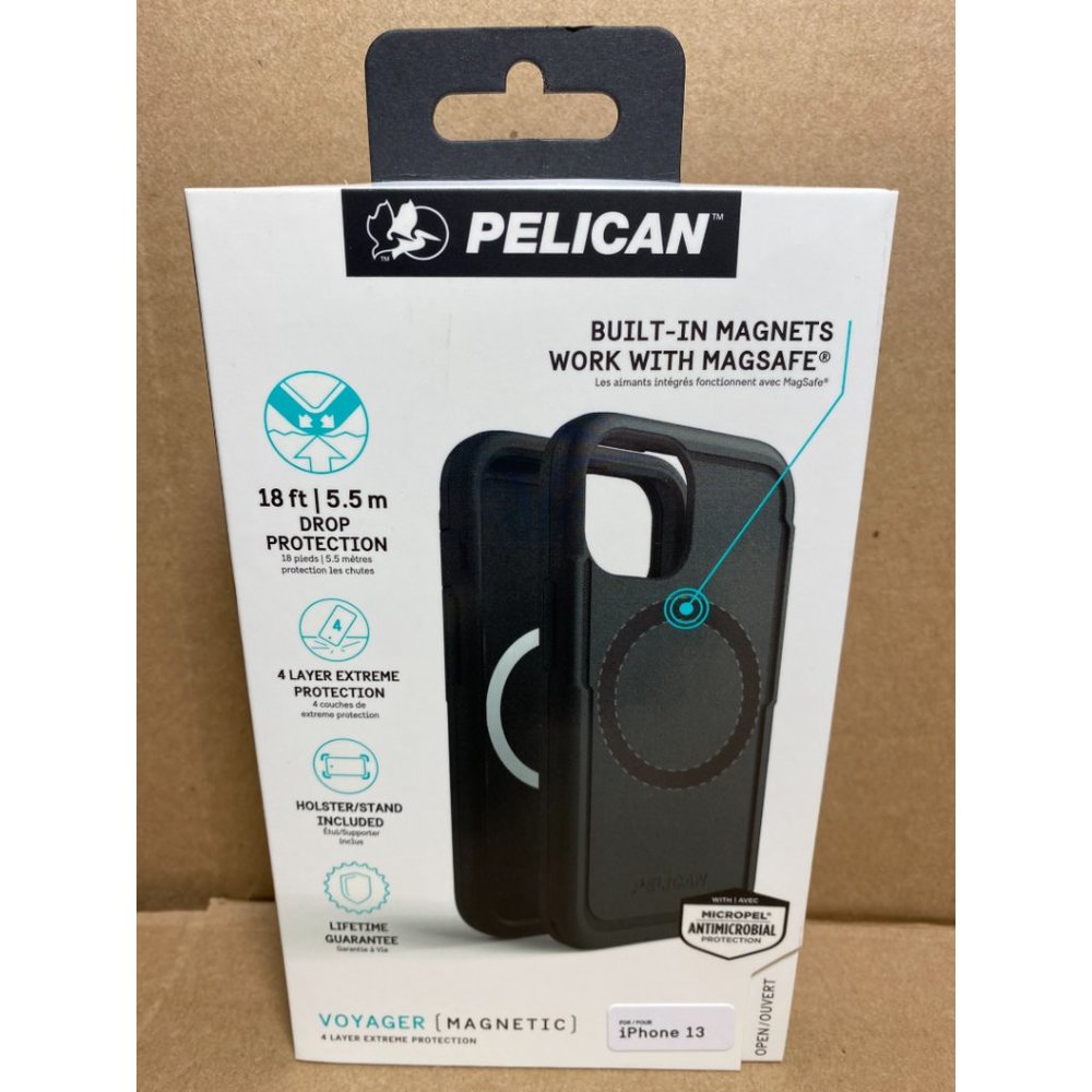 Pelican Voyager Magnetic iPhone 13 Case Black Built-In Magnets Work With Magsafe